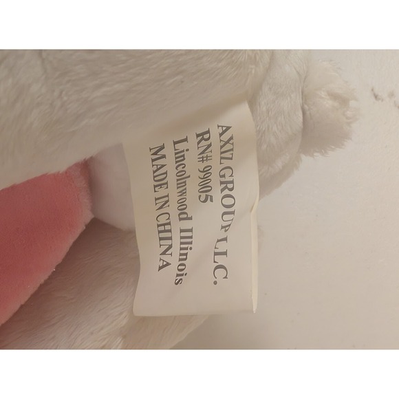 Plush White Teddy Bear Baby Bootie Holder Pink Bow & Scarf AXT Group LLC - Picture 3 of 3